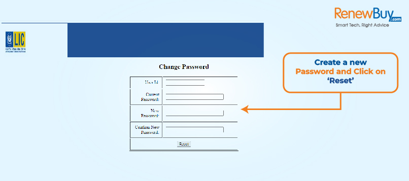 forget password on Lic