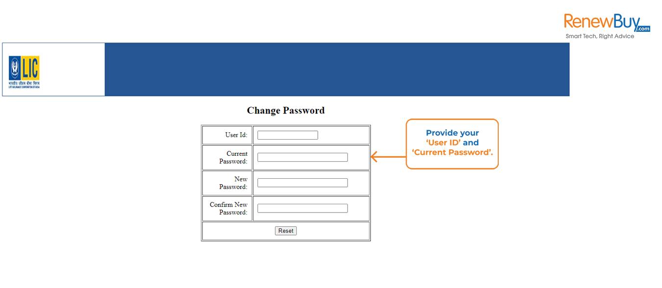 id password on Lic